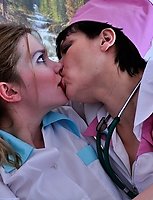 Old doc seduces a pretty young nurse plunging her tongue into hot wet holes